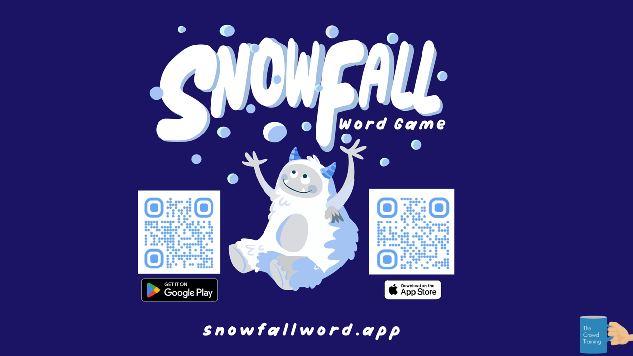Snowfall Word promo art: a yeti under the Snowfall logo